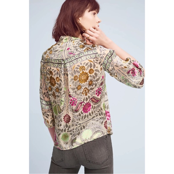 Anthropologie Flower Paisley Wrap Blouse NWT Size XS - Picture 2 of 11